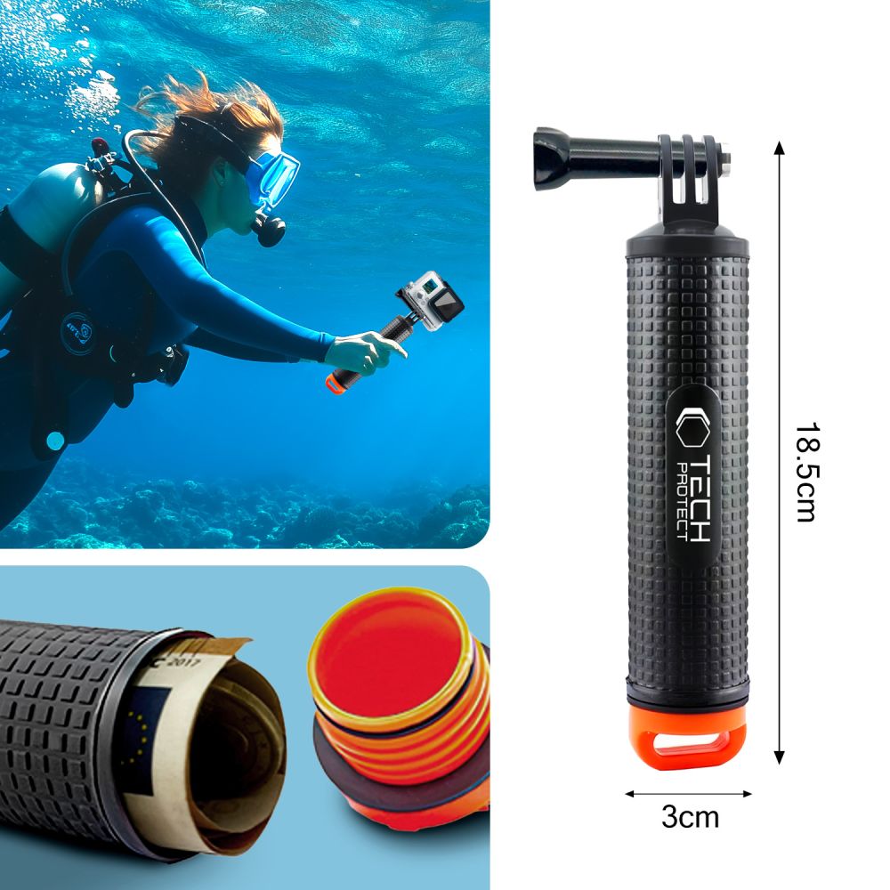 Plūduriuojanti rankena Tech-Protect GA100 GoPro / DJI / Insta360, juoda - Image 5