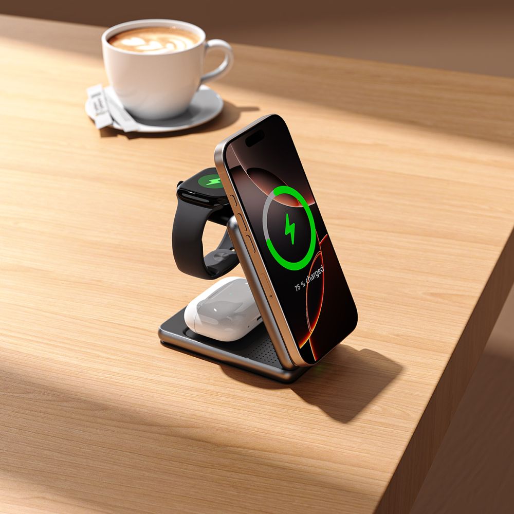 Belaidis kroviklis Tech-Protect Qi15W-A42 3in1 Magnetic, kosminė pilka - Image 5