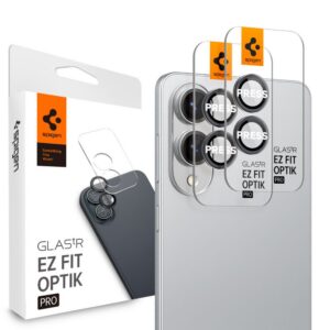 Kameros apsauginis stiklas Spigen Optik Pro Glas.tR "EZ Fit" Galaxy S25 Edge, 2 vnt., juodas