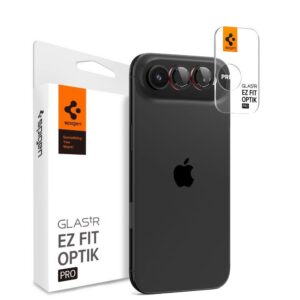 Kameros apsauginis stiklas Spigen Optik Pro L-Series "EZ Fit", iPhone Air, 2 vnt., juodas/raudonas