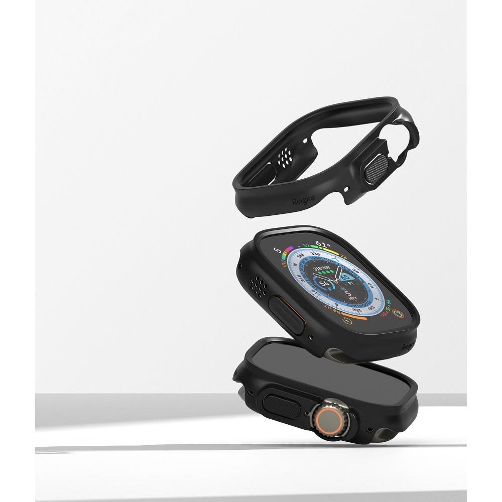Dėklas Ringke Slim Apple Watch Ultra 1 / 2 / 3 (49 mm), skaidrus ir matinis juodas (2 vnt.) - Image 6