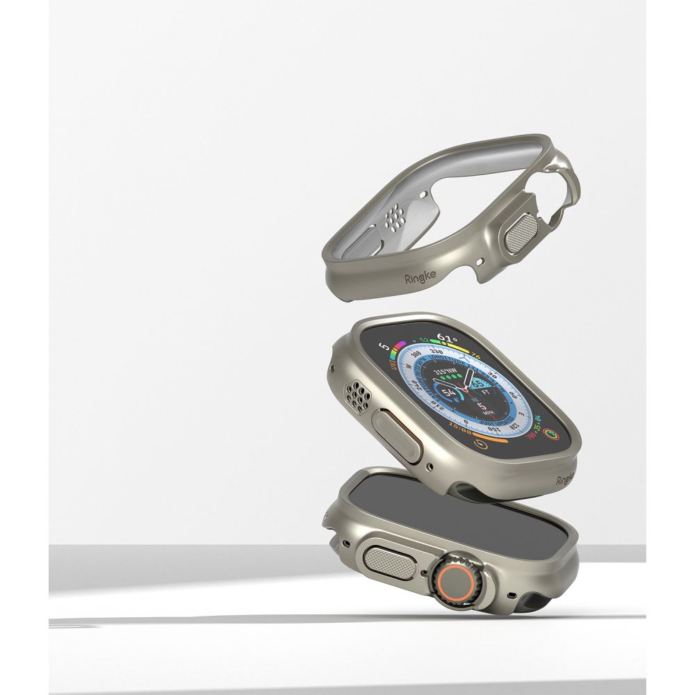 Dėklas Ringke Slim Apple Watch Ultra 1 / 2 / 3 (49 mm), skaidrus ir titaninis pilkas (2 vnt.) - Image 6