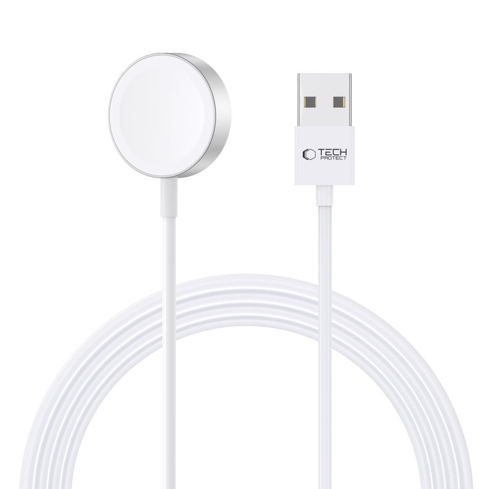 Belaidis įkroviklis Tech-Protect UltraBoost Apple Watch, USB-A, 120 cm, baltas