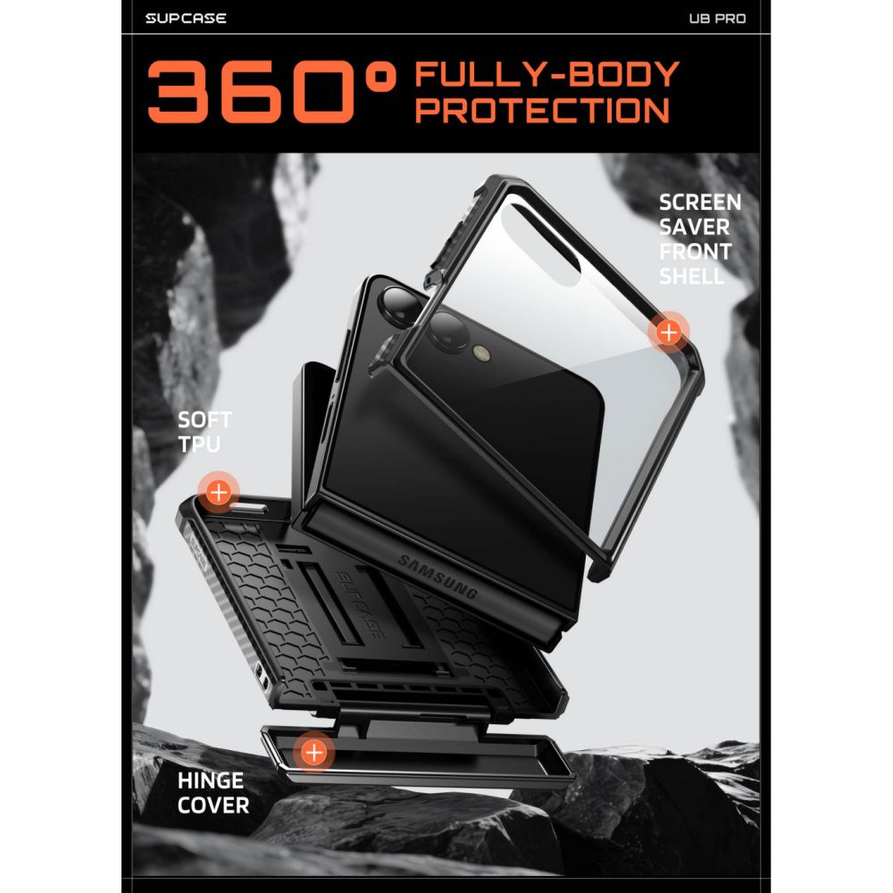 Dėklas Supcase Unicorn Beetle Pro Samsung Galaxy Z Flip 8, juodas - Image 6