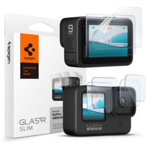Apsauginis stiklas Spigen Glas.tR Slim + plėvelė 2 vnt. rinkinys GoPro Hero 9 / 10 / 11 / 12