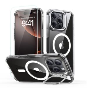 Dėklas ESR Classic Hybrid Kickstand HaloLock MagSafe su apsauginiu stiklu iPhone 16 Pro, skaidrus