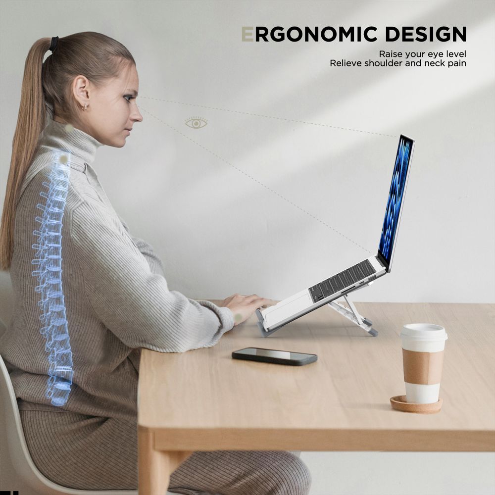 Stovas nešiojamajam kompiuteriui Tech-Protect ULS300, sidabrinis - Image 7