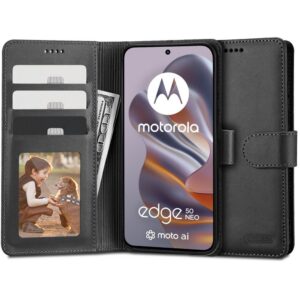 Dėklas Tech-Protect Wallet Motorola Edge 50 Neo / 60 Neo, juodas