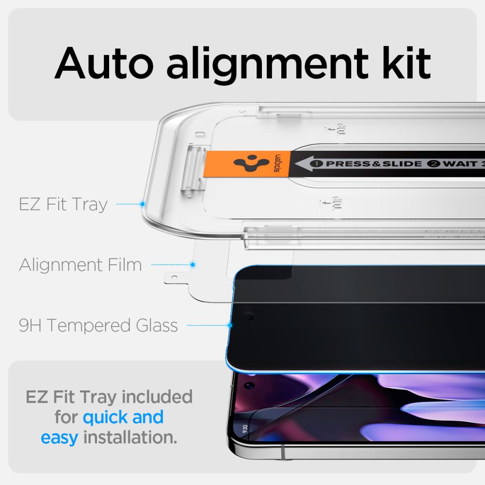 Apsauginis stiklas Spigen Glas.tR EZ Fit Privacy Google Pixel 9 / 9 Pro / 10 / 10 Pro, 2 vnt. - Image 7