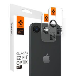 Kameros apsauginis stiklas Spigen Optik Pro Glas.tR EZ Fit iPhone 16e / 17e, 2 vnt., juodas