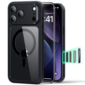 Dėklas ESR Classic Hybrid MagSafe su apsauginiu stiklu iPhone 17 Pro, skaidrus/juodas