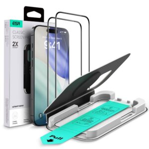 Apsauginis stiklas ESR UltraFit iPhone 16 Pro / 17, 2 vnt., juodas