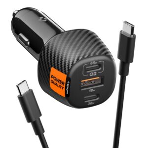Automobilinis įkroviklis Spigen Essential EV1133, 3 prievadų, 113W + USB-C kabelis, juodas