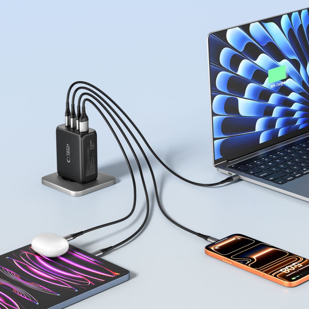Tinklo įkroviklis Tech-Protect NC200W-GaN, 4 prievadų, 200W PD/QC3.0, juodas - Image 7