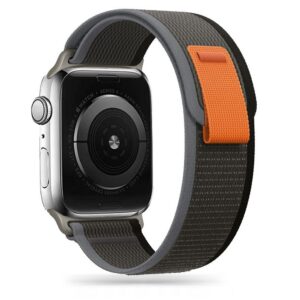 Dirželis Tech-Protect Nylon Apple Watch 8 / 9 / 10 / 11 / SE / Ultra (44 / 45 / 46 / 49 mm) Juodas/Oranžinis