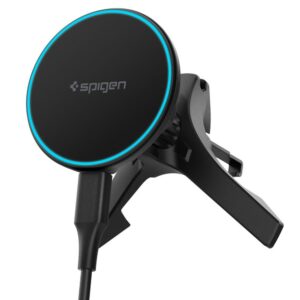 Automobilinis magnetinis laikiklis Spigen Essential EV15MAQ su MagSafe/Qi2 belaidžiu įkrovimu 15W, juodas