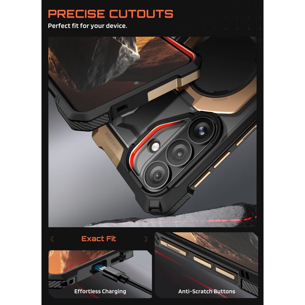 Dėklas Supcase UB Grip Mag MagSafe Galaxy S26, juodai auksinis - Image 7