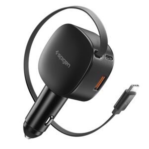 Automobilinis įkroviklis Spigen EV603BT Essential 60W + USB-C kabelis, juodas