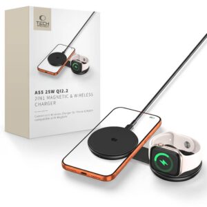 Įkroviklis Tech-Protect A55 2in1 MagSafe 25W Qi2.2, juodas