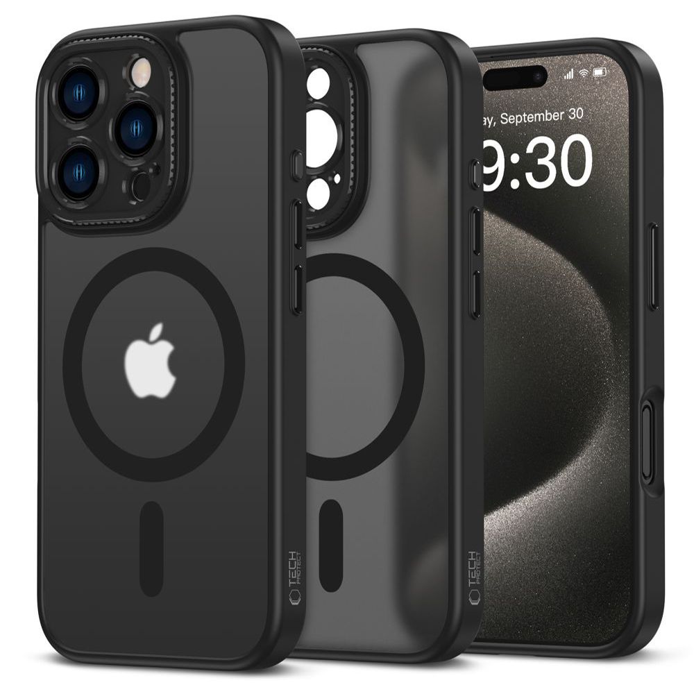 Dėklas Tech-Protect MagCam MagSafe iPhone 16 Pro, matinis juodas