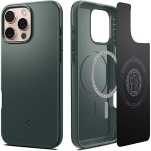 Dėklas Spigen Thin Fit Mag MagSafe iPhone 16 Pro Max, tamsiai žalias