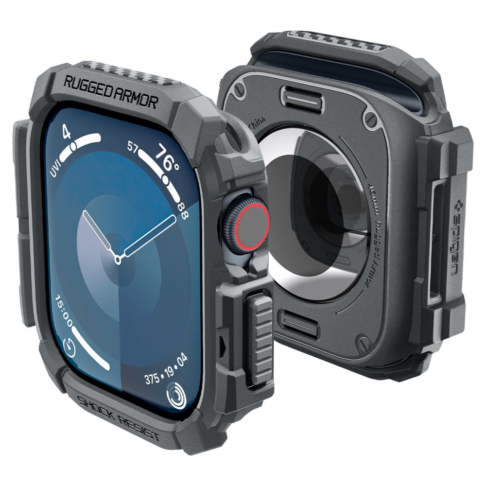 Dėklas Spigen Rugged Armor Apple Watch 10 / 11 (46 mm), tamsiai pilkas