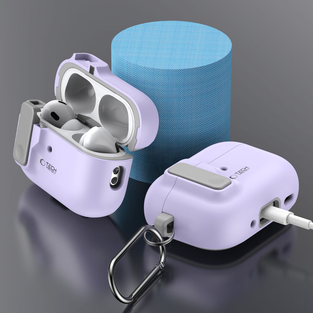 Dėklas Tech-Protect Slim Hook Apple AirPods Pro 1 / 2, levandų spalvos - Image 6