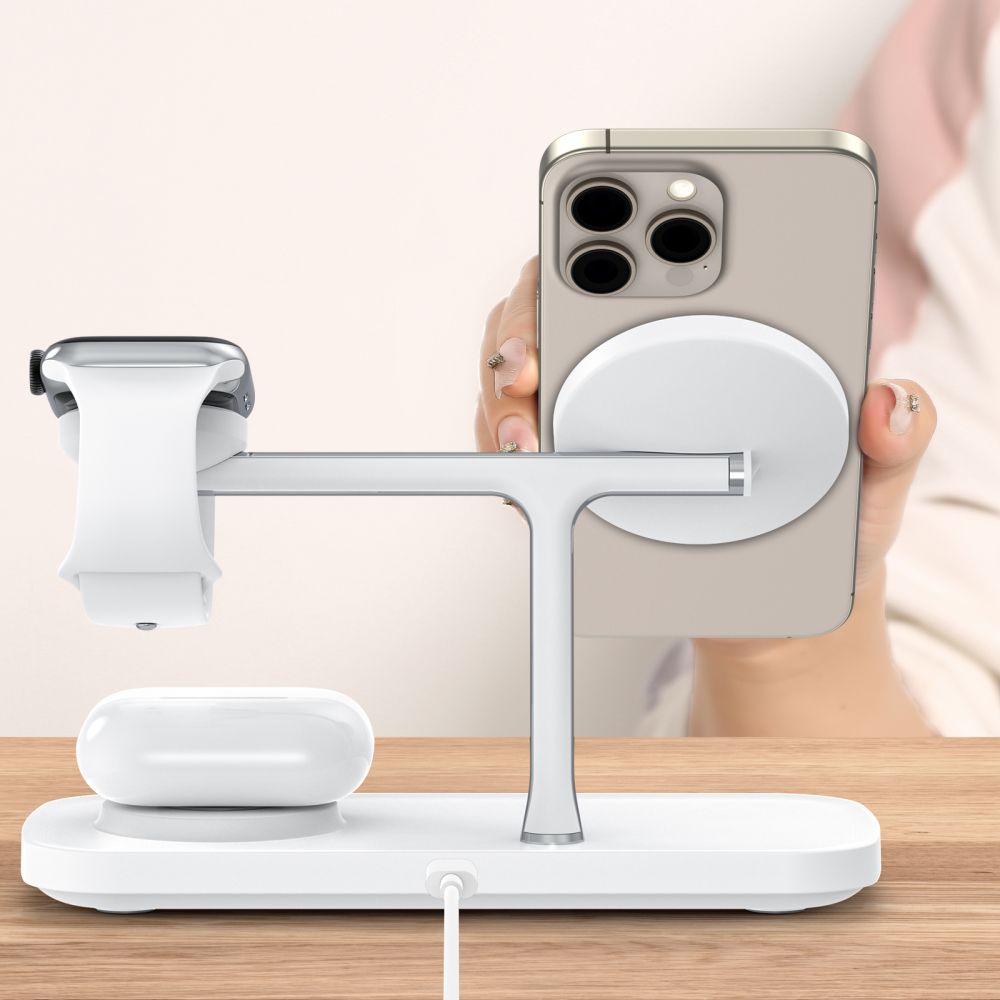 Belaidis įkroviklis Tech-Protect Qi15W-A45 3in1 Magnetic MagSafe, baltas - Image 8