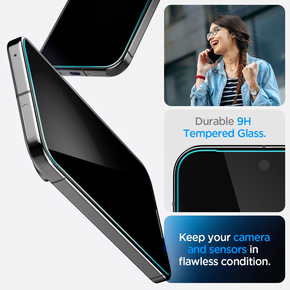 Apsauginis stiklas Spigen Glas.tR EZ Fit Privacy Google Pixel 9 / 9 Pro / 10 / 10 Pro, 2 vnt. - Image 8