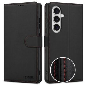 Dėklas Tech-Protect Wallet Galaxy S26, juodas/raudonas