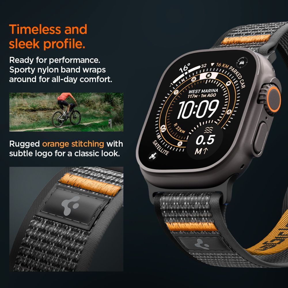 Dirželis Spigen Athlex Air 2 Apple Watch 8 / 9 / 10 / 11 / SE / Ultra (44 / 45 / 46 / 49 mm), juodas/oranžinis - Image 8