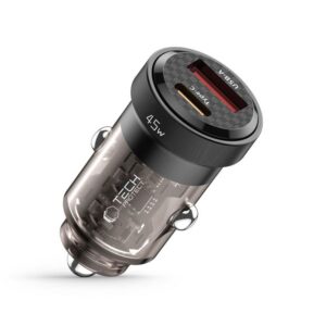 Automobilinis įkroviklis Tech-Protect CC45W, 2 prievadų, PD 45W / QC3.0, juodas