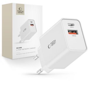 Įkroviklis Tech-Protect NC30W 2 prievadų PD 30W / QC3.0 Baltas