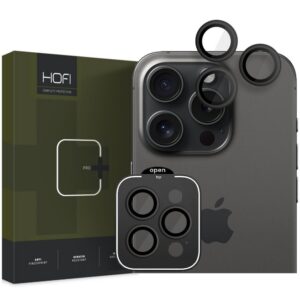 Kameros apsauginis stiklas Hofi Camring Pro+ iPhone 15 Pro / 15 Pro Max, juodas