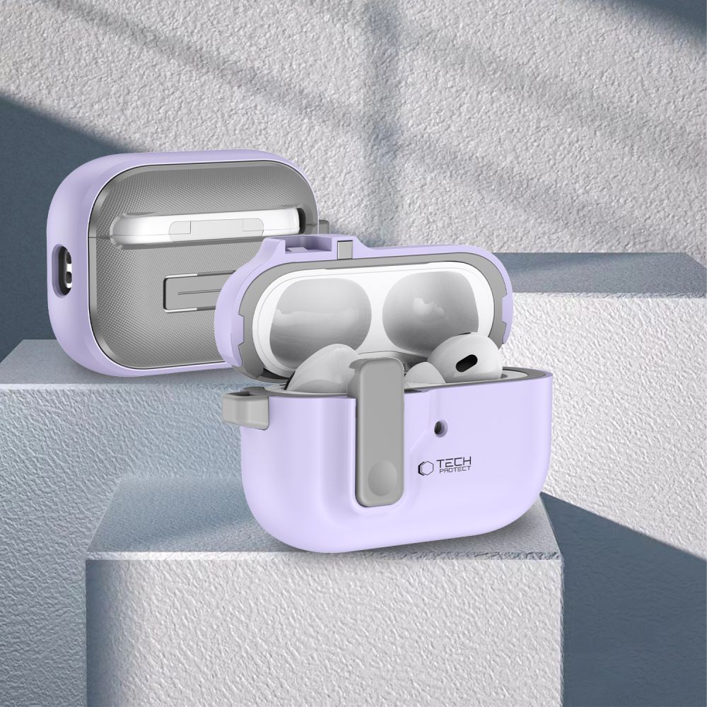 Dėklas Tech-Protect Slim Hook Apple AirPods Pro 1 / 2, levandų spalvos - Image 7