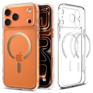 Dėklas Spigen Ultra Hybrid Mag iPhone 17 Pro, skaidrus/auksinis