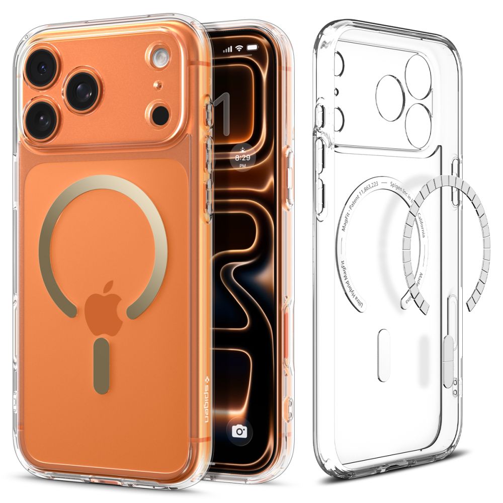 Dėklas Spigen Ultra Hybrid Mag iPhone 17 Pro, skaidrus/auksinis