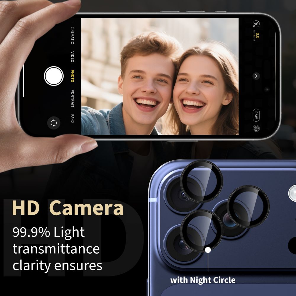Kameros apsauginis stiklas Tech-Protect Camring Fit+ iPhone 14 Pro / 14 Pro Max / 15 Pro / 15 Pro Max / 16 Pro / 16 Pro Max / 17 Pro / 17 Pro Max, skaidrus - Image 3