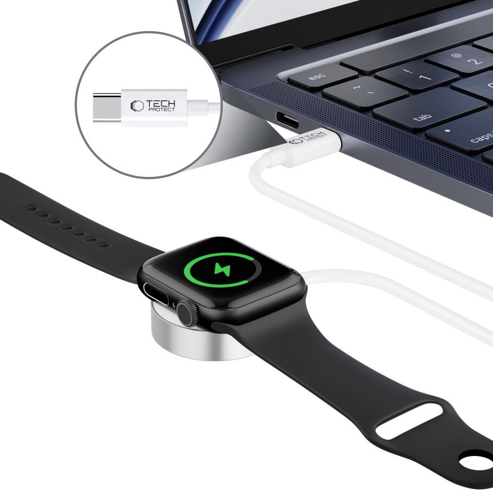 Belaidis įkroviklis Tech-Protect UltraBoost Apple Watch, USB-C, 120 cm, baltas - Image 4
