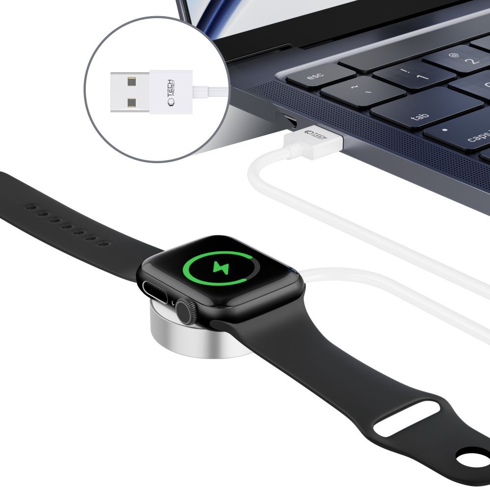 Belaidis įkroviklis Tech-Protect UltraBoost Apple Watch, USB-A, 120 cm, baltas - Image 4