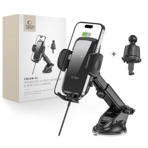 Automobilinis laikiklis Tech-Protect CM15W-V1 su belaidžiu įkrovimu 15W, juodas
