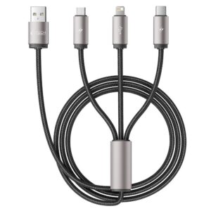 Kabelis Tech-Protect Ultraboost 3in1 Lightning & Type-C & Micro-USB, 3.5A, 100cm, pilkas