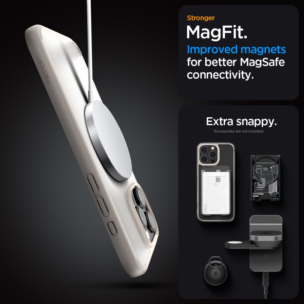 Dėklas Spigen Ultra Hybrid MagSafe iPhone 16 Pro Max, matinis natūralaus titano - Image 8