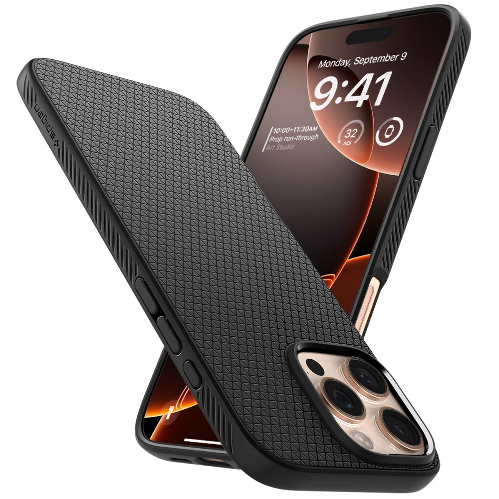 Dėklas Spigen Liquid Air iPhone 16 Pro, matinis juodas - Image 8