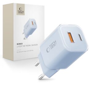 Įkroviklis Tech-Protect NCM33 2-Port PD 33W / QC3.0, šviesiai mėlynas