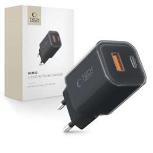 Įkroviklis Tech-Protect NCM33 2 prievadų PD 33W / QC3.0, juodas