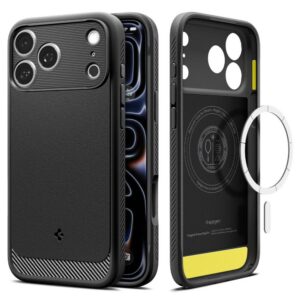 Dėklas Spigen Rugged Armor MagSafe iPhone 17 Pro Max, matinis juodas
