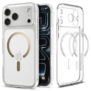 Dėklas Spigen Ultra Hybrid MagSafe iPhone 17 Pro Max, skaidrus / auksinis