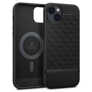 Dėklas Caseology Parallax Mag MagSafe iPhone 14 Plus / 15 Plus, matinis juodas