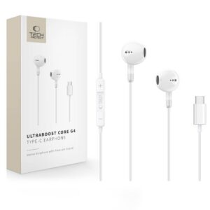 Ausinės Tech-Protect Ultraboost Core G4, USB-C, baltos